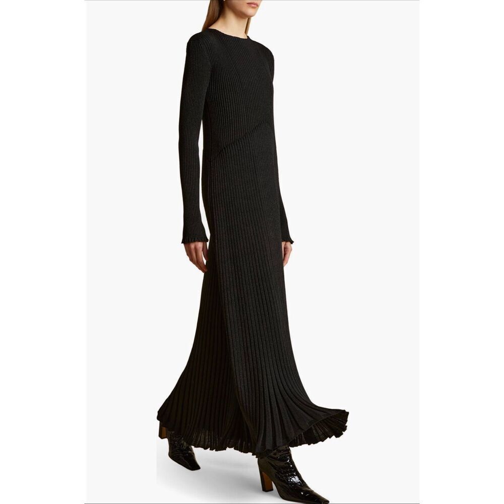 Khaite Okla Metallic Ribbed Wool-blend Maxi Dress XS